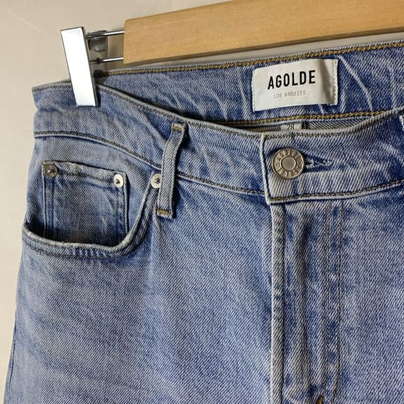 AGOLDE Toni Med-Light Wash Blue Mid-Rise Slim-Straight Leg Jeans Size 28 - Picture 3 of 14